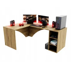 Computer desk corner left Gamer Corner with backlight, craft oak